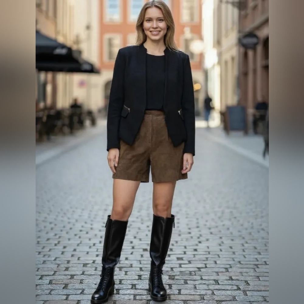 Brown Suede Shorts Outfit